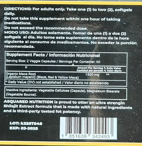 Maca Negra 1500mg | Energía, Vitalidad y Equilibrio Hormonal